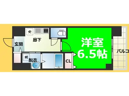 S-FORT難波西(1K/6階)の間取り写真