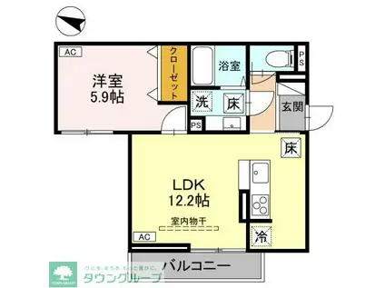 NOBLE RAFFINER上小町(1LDK/1階)の間取り写真