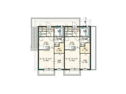 ファーシル(1SK/2階)の間取り写真