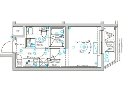MIND 武蔵中原(1K/1階)の間取り写真