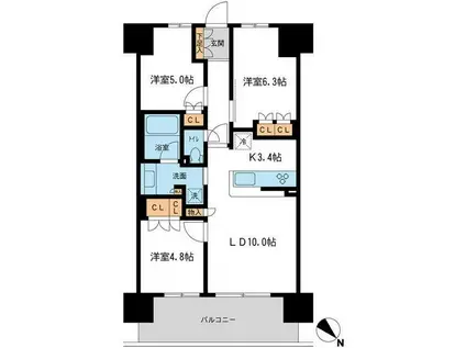 BLESS宮崎台(3LDK/5階)の間取り写真
