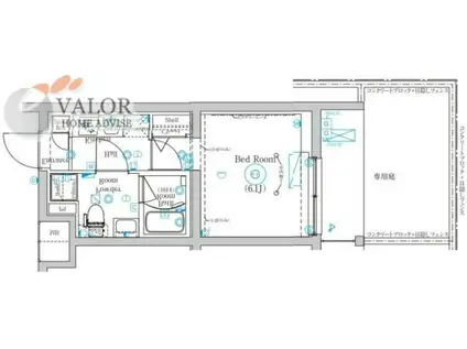 MIND 武蔵中原(1K/1階)の間取り写真