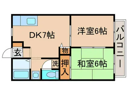 ラ・メゾン・クレール(2DK/1階)の間取り写真