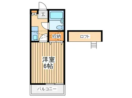 ディヴァインビューティ新川崎(1K/2階)の間取り写真