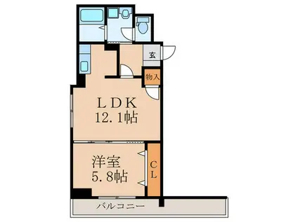 アビタシオン清水(1LDK/6階)の間取り写真