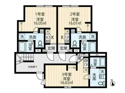 フィオーレ金町(ワンルーム/1階)の間取り写真