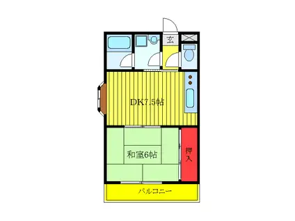 HOPEハイツ(1DK/1階)の間取り写真