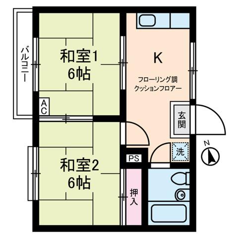 カーサフドウ(2K/2階)の間取り写真