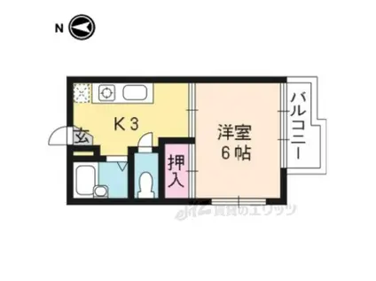 フレグランス北野(1K/2階)の間取り写真