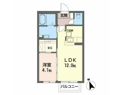 シャーメゾン多賀城新田B(1LDK/1階)の間取り写真