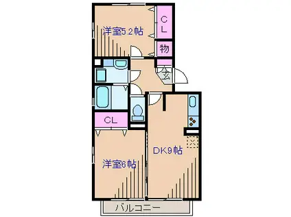 サンフラワーB(2DK/2階)の間取り写真