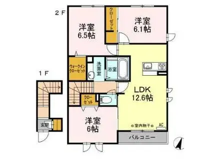 エスクード港南(2LDK/2階)の間取り写真