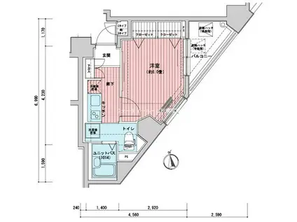 メインステージ大手町(1K/11階)の間取り写真