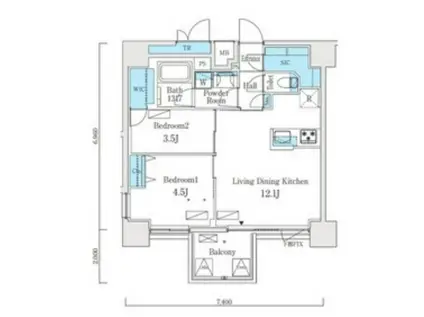 リビオメゾン新大橋(2LDK/5階)の間取り写真