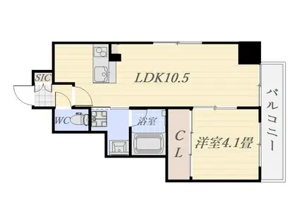 エスペランサ西田(1LDK/8階)の間取り写真