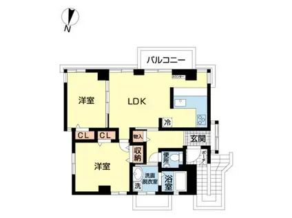 Uハウス(2LDK/2階)の間取り写真