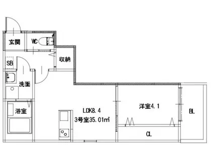 メゾンクレール地御前(1LDK/2階)の間取り写真
