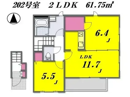 ルミエールエフ(2LDK/2階)の間取り写真