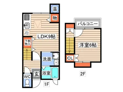 旭町メゾネット(1LDK/1階)の間取り写真