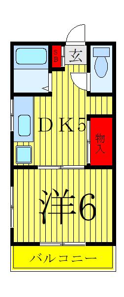 栄ハイツ(1DK/3階)の間取り写真