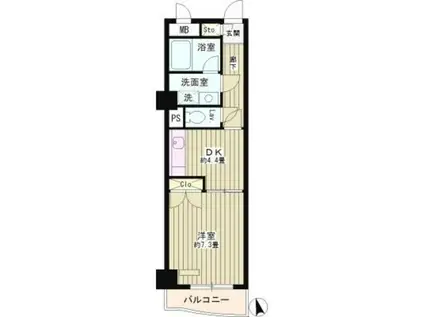 メゾンサロム(1DK/4階)の間取り写真