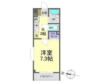 コスモパレスII(1K/1階)の間取り写真