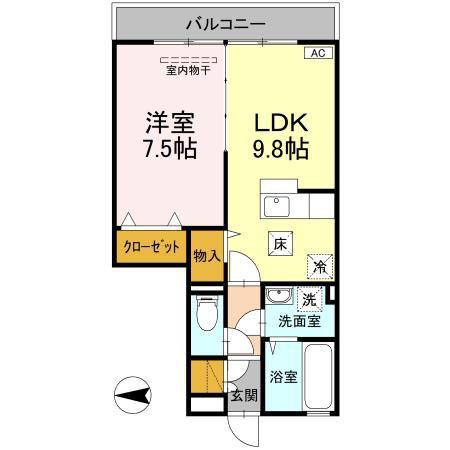 リバーパークA(1LDK/1階)の間取り写真