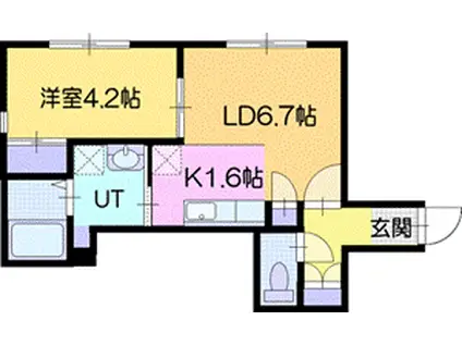 恵庭市住吉町2丁目AP(1LDK/1階)の間取り写真