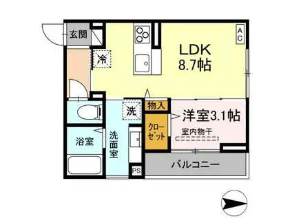 J-ROOM妃 VII番館 屋代駅前(1LDK/2階)の間取り写真