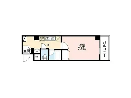 パンウエストリート(1K/9階)の間取り写真