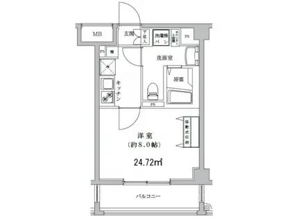 ライジングプレイス八王子みなみ野(1K/6階)の間取り写真