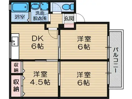 ヴィラボナール(3DK/1階)の間取り写真