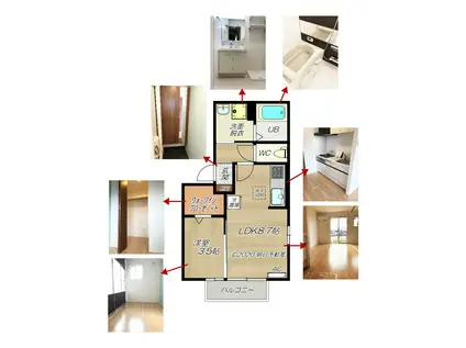 カタルパトモダ(1LDK/2階)の間取り写真