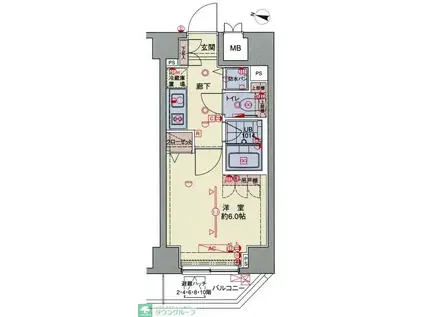 ブライズ荏原中延(1K/11階)の間取り写真