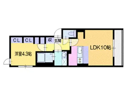 ヴェルデオーロ スミヨシ(1LDK/3階)の間取り写真