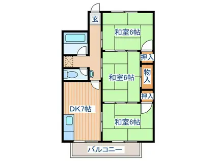 ポ-トタウンカネショ-(3DK/4階)の間取り写真