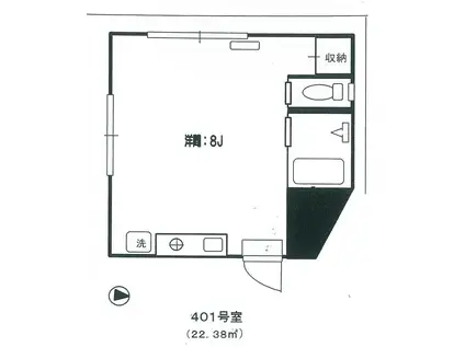 VILLA五反野(ワンルーム/4階)の間取り写真