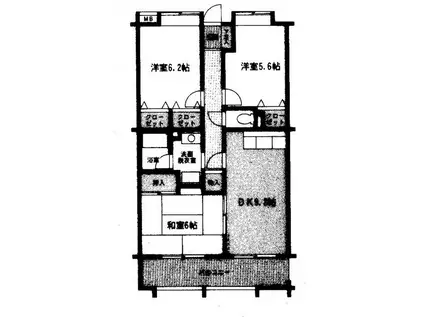 コリーヌ山中(3DK/2階)の間取り写真