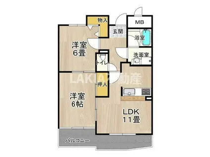 フレアコート京橋(2LDK/6階)の間取り写真