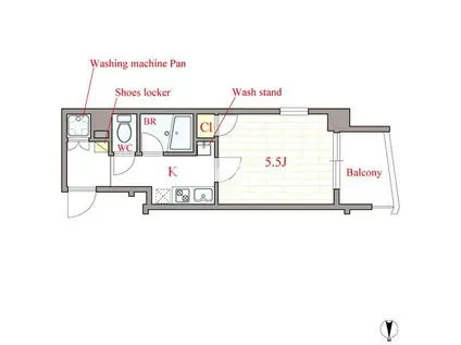 FELICA(1K/13階)の間取り写真