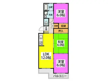 出島コーポII(3LDK/1階)の間取り写真