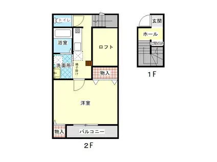 アプローズ 1番館(1K/2階)の間取り写真