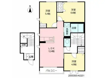 ヴィラーチェ・プロフィット(3LDK/2階)の間取り写真