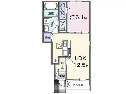 セレノ マーレII(1LDK/1階)の間取り写真