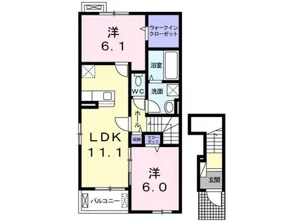 アンジュハイムI(2LDK/2階)の間取り写真