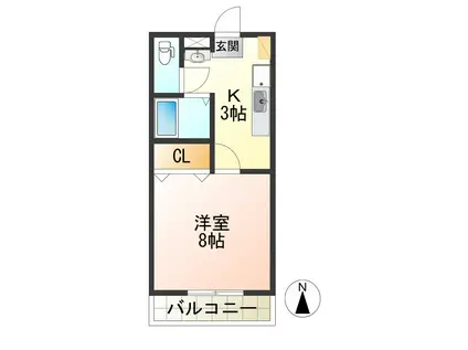 アンジェラ(1K/3階)の間取り写真