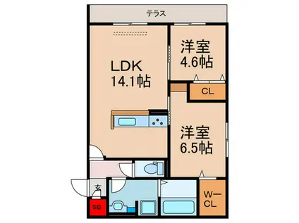 BELLE VILLE 高城(2LDK/1階)の間取り写真