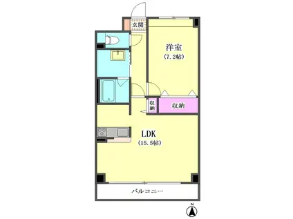 メイプルリーフ中溝(1LDK/6階)の間取り写真