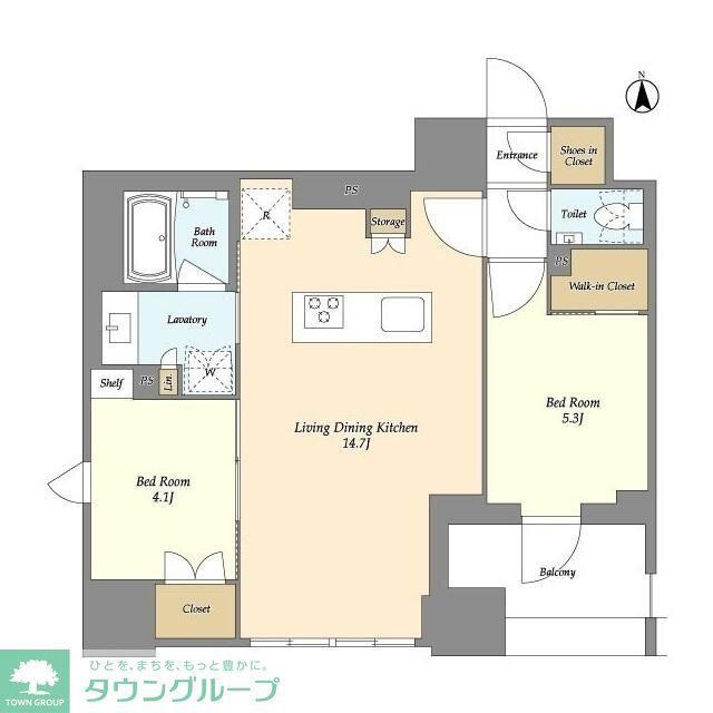 ドゥーエ府中I(2LDK/6階)の間取り写真