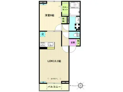 エタンセル(1LDK/3階)の間取り写真